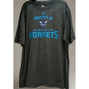 Charlotte Hornets T-Shirt XL Majestic Cool Base Heather Gray Mens NBA Graphic